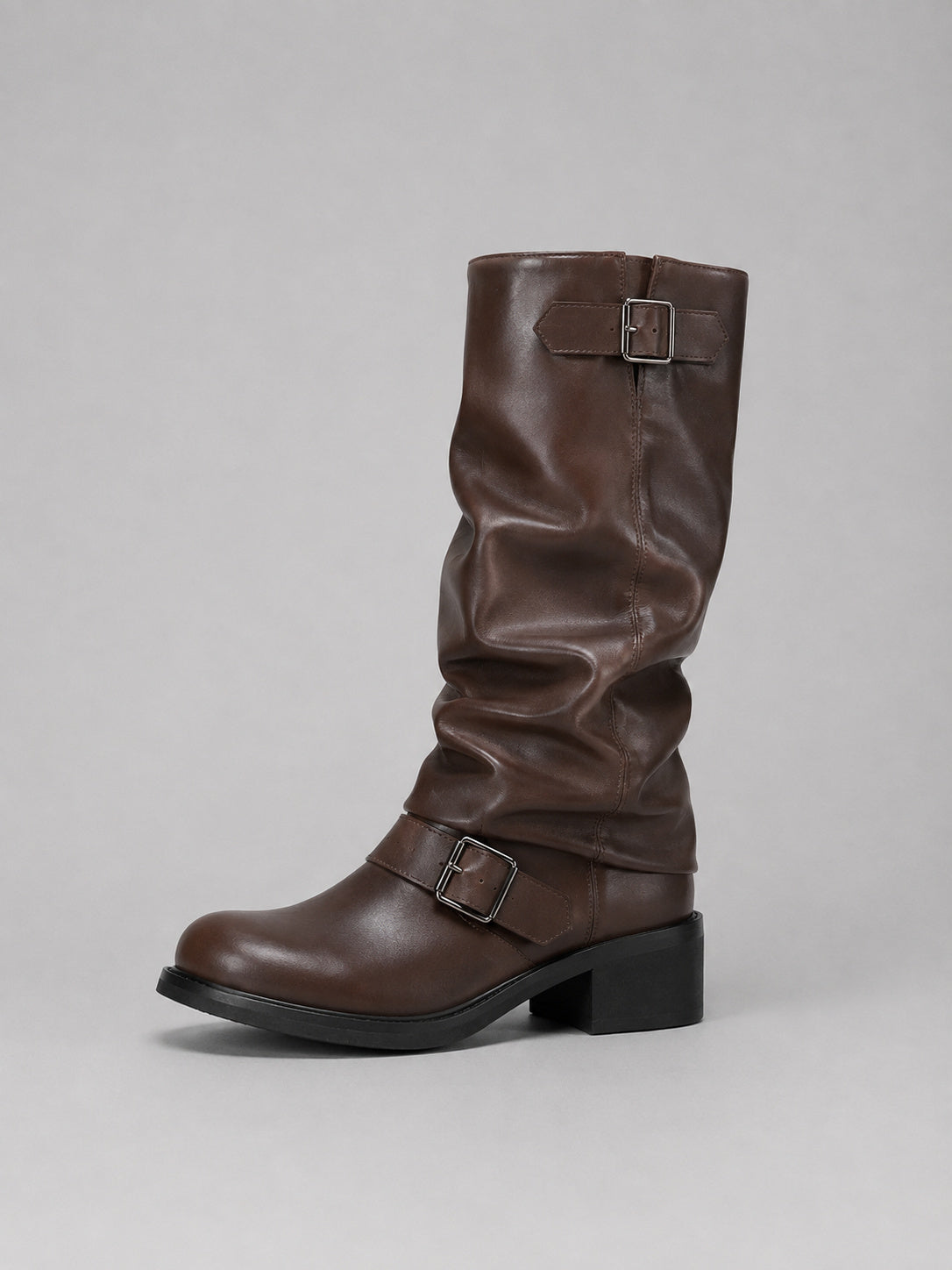 Women's Faux Leather Biker Knee High Boots