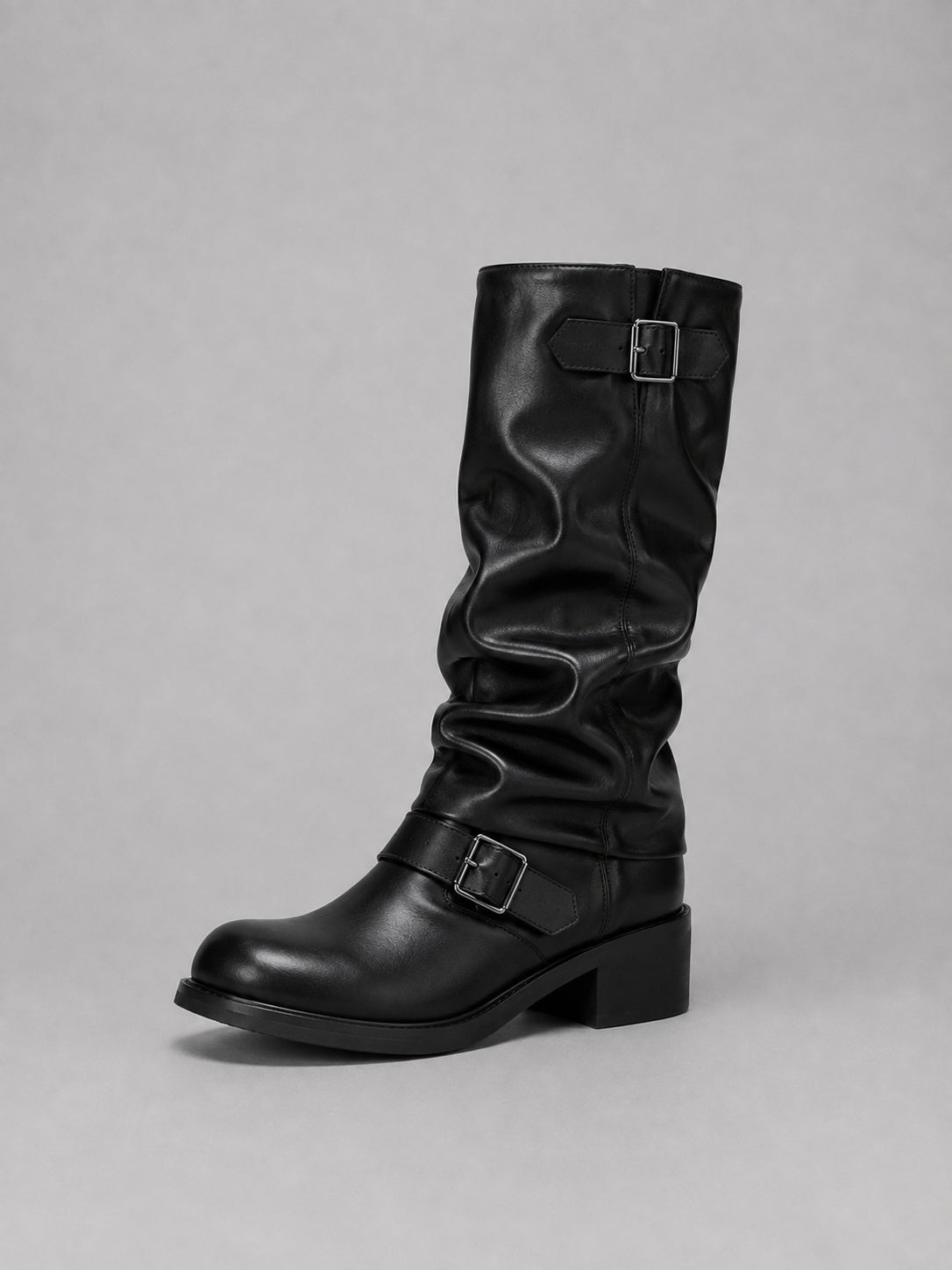 Women's Faux Leather Biker Knee High Boots