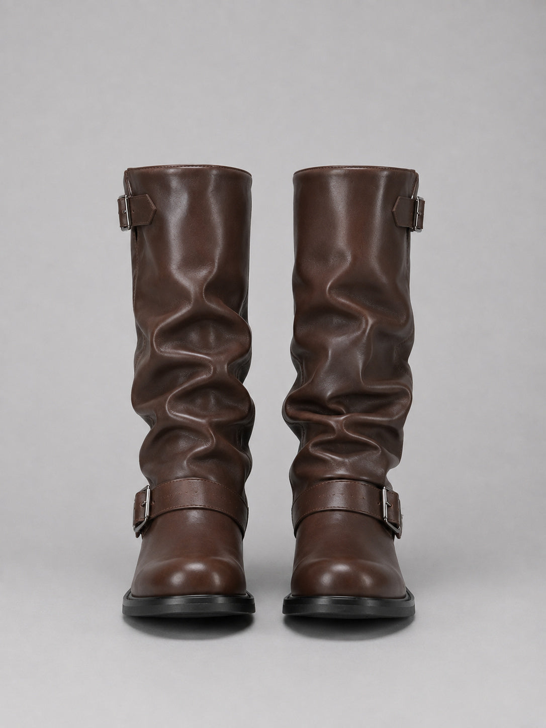 Women's Faux Leather Biker Knee High Boots