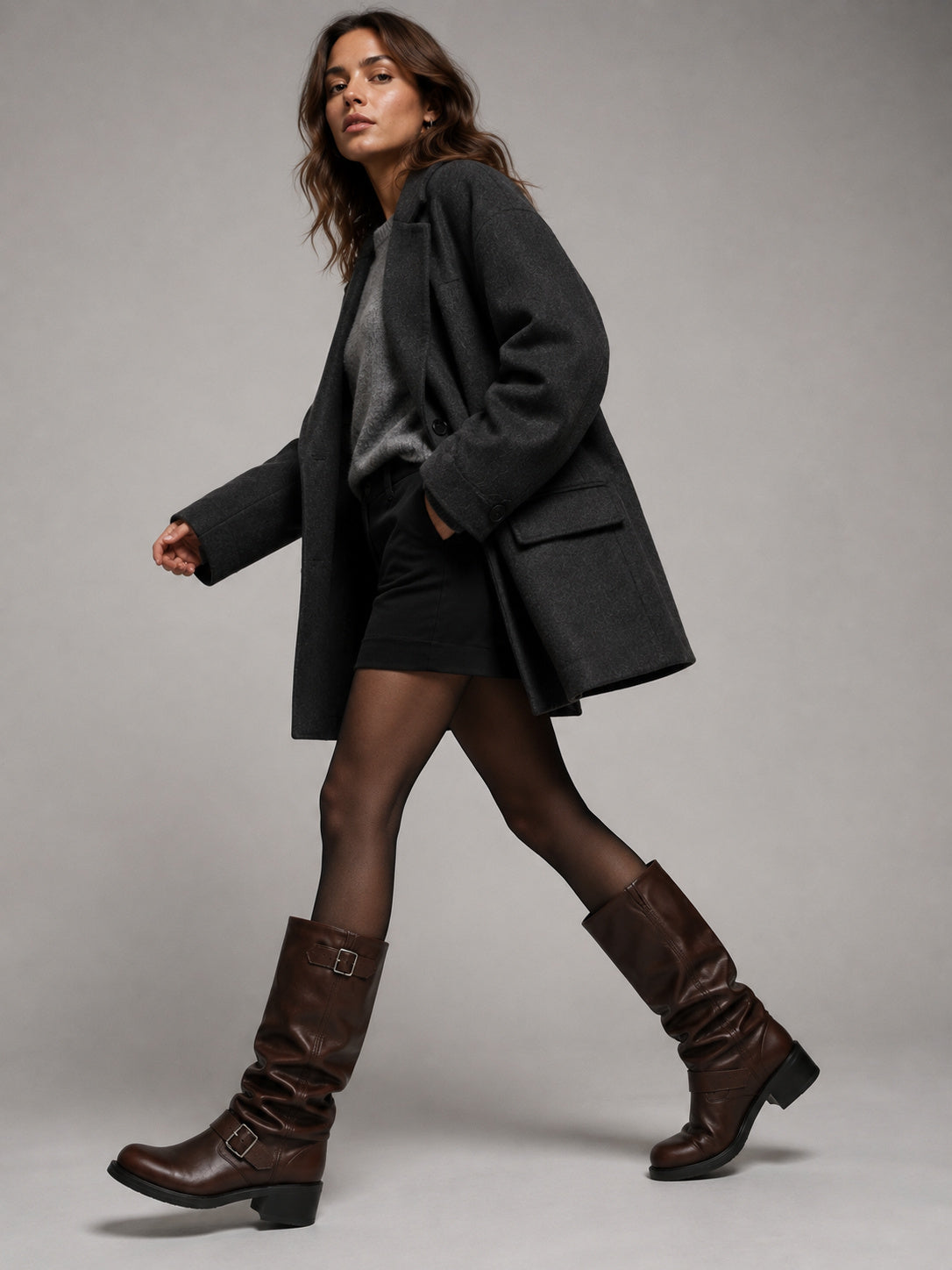 Women's Faux Leather Biker Knee High Boots