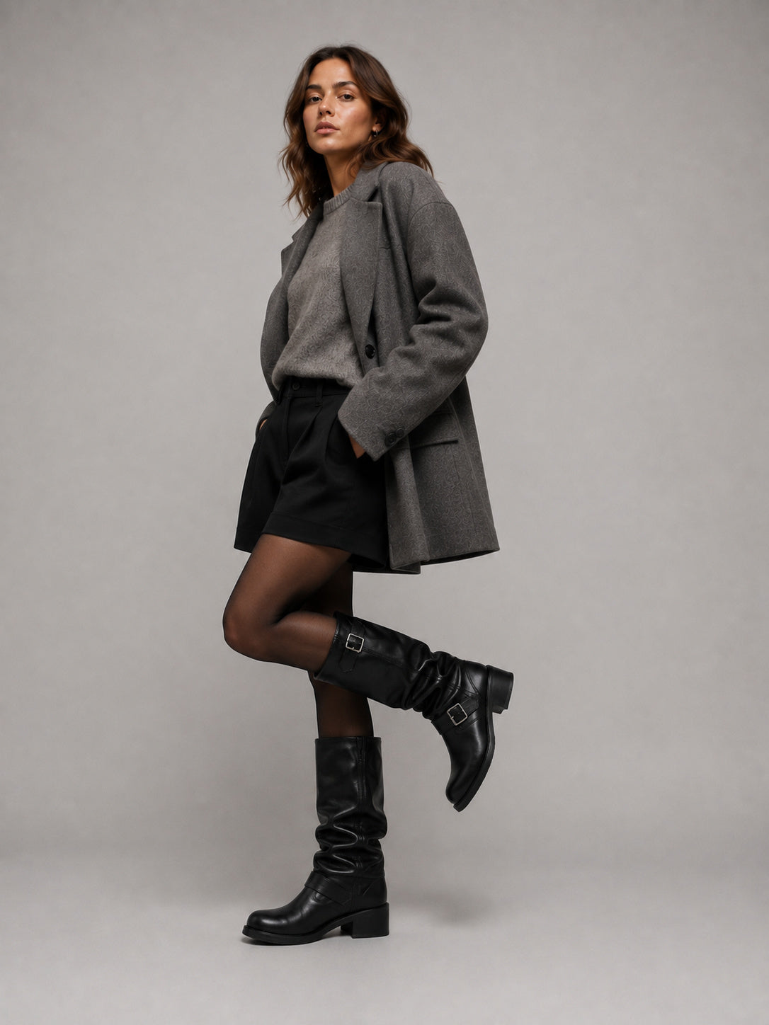 Women's Faux Leather Biker Knee High Boots