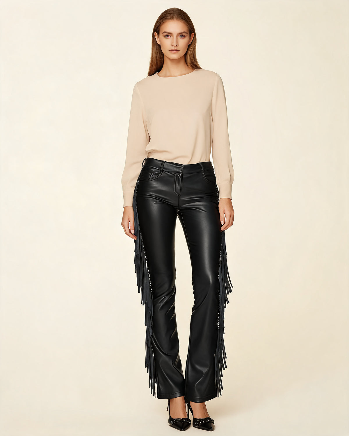 Women's Faux Leather Trousers