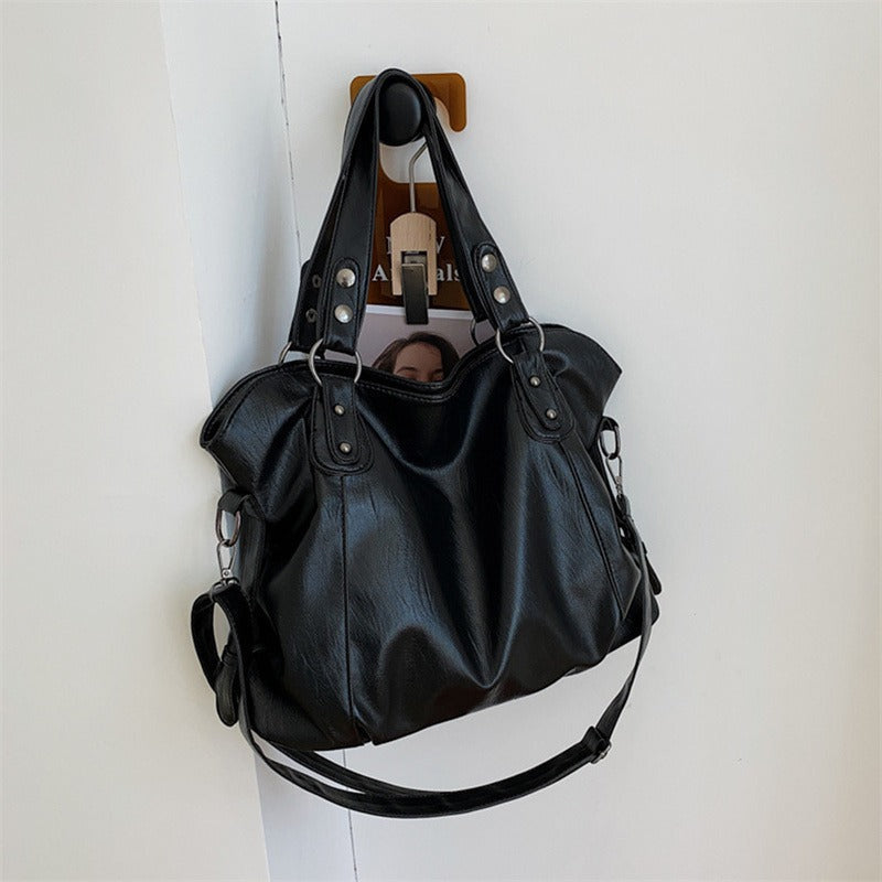 Women's Faux Leather Zip Shoulder Bag