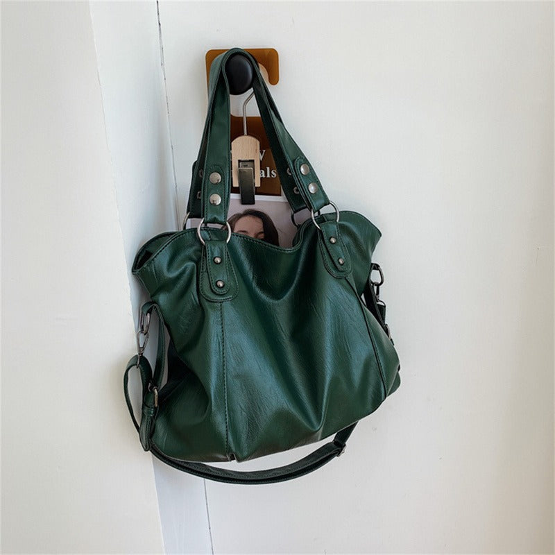 Women's Faux Leather Zip Shoulder Bag