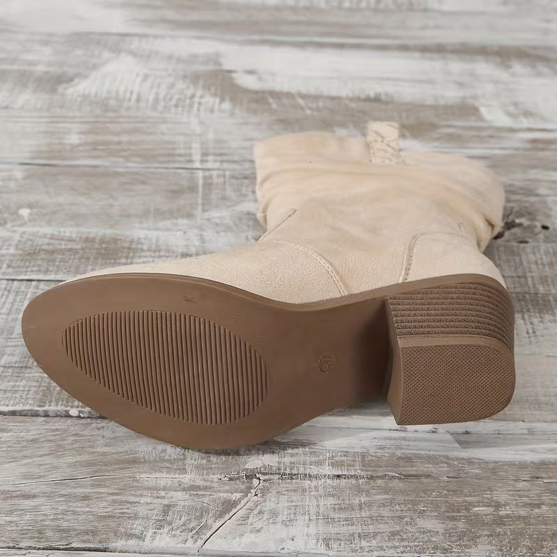 Women's Faux Suede Block Heel Cowboy Boots