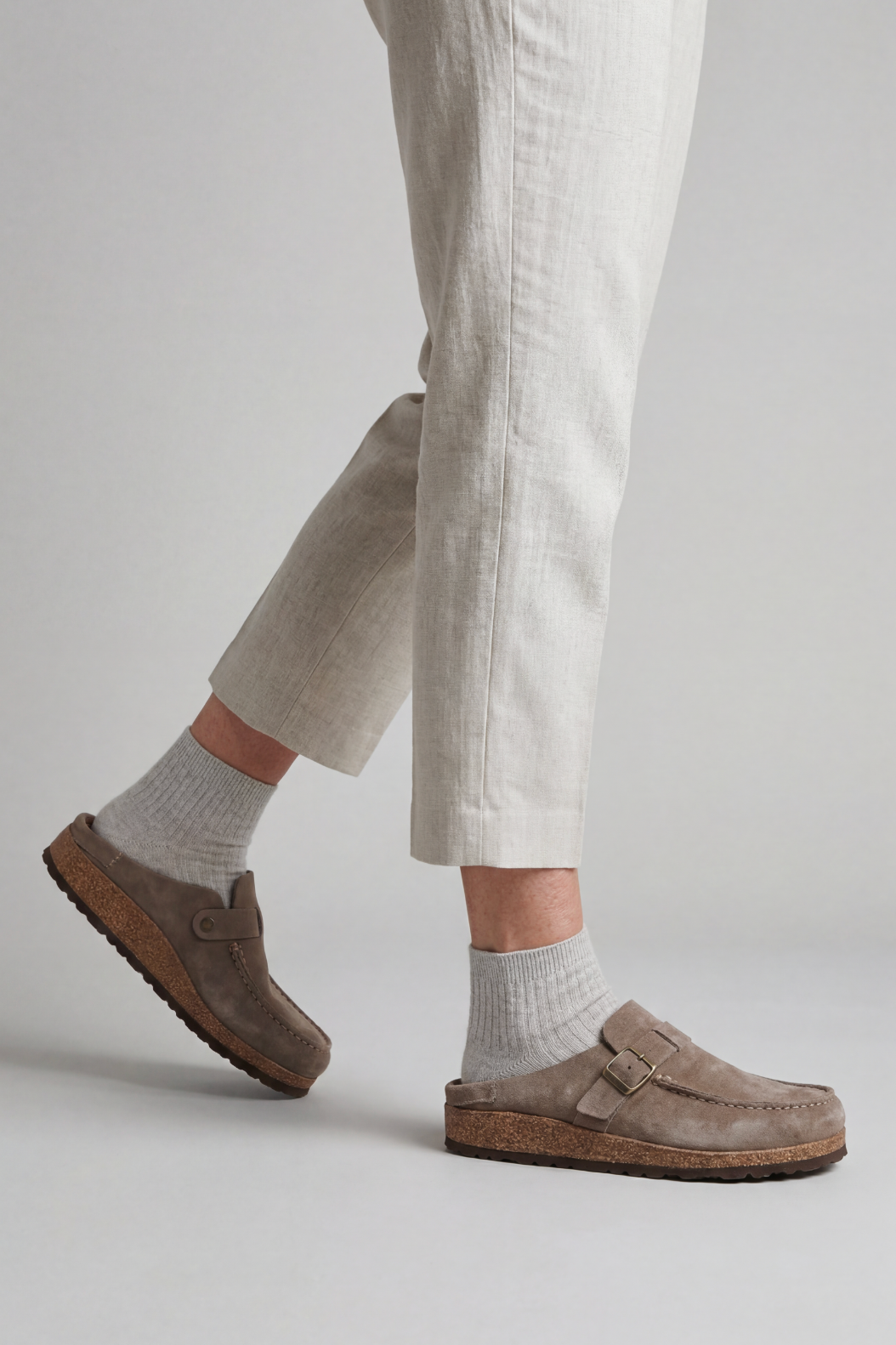 Women's Faux Suede Shoes Buckle Clogs
