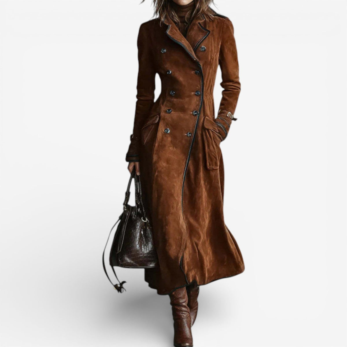 Women's Faux Suede Trench Coat