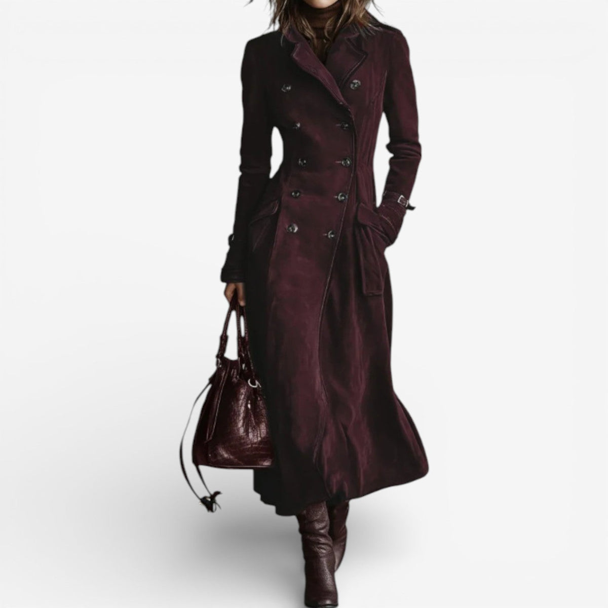 Women's Faux Suede Trench Coat