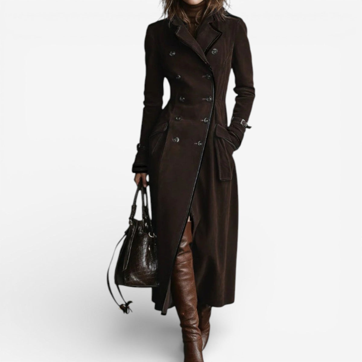 Women's Faux Suede Trench Coat