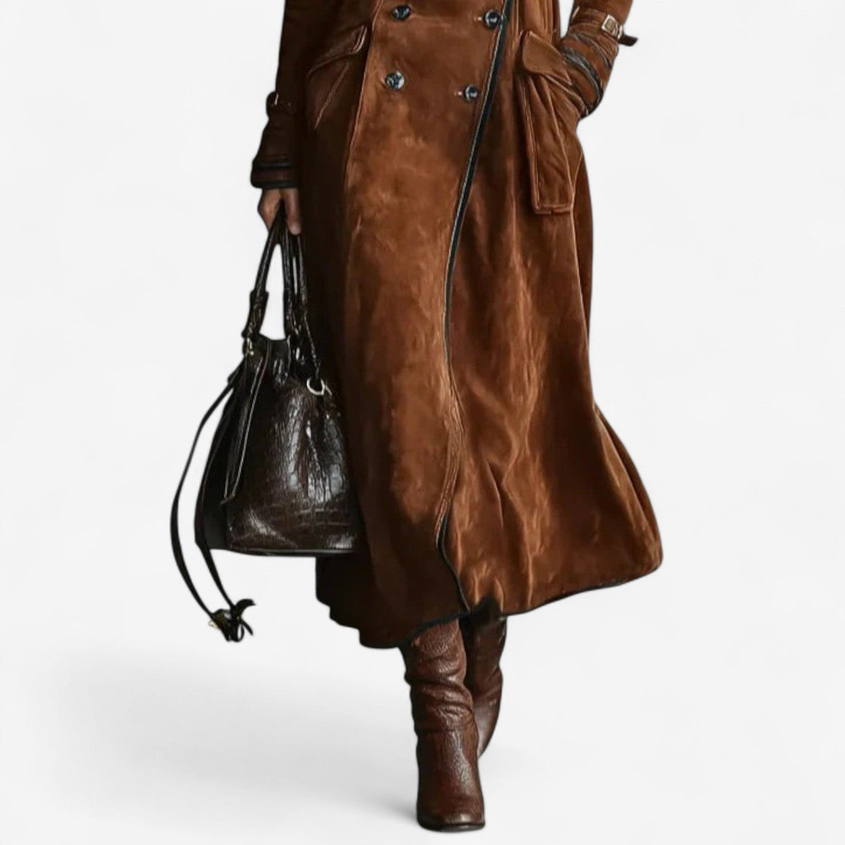 Women's Faux Suede Trench Coat