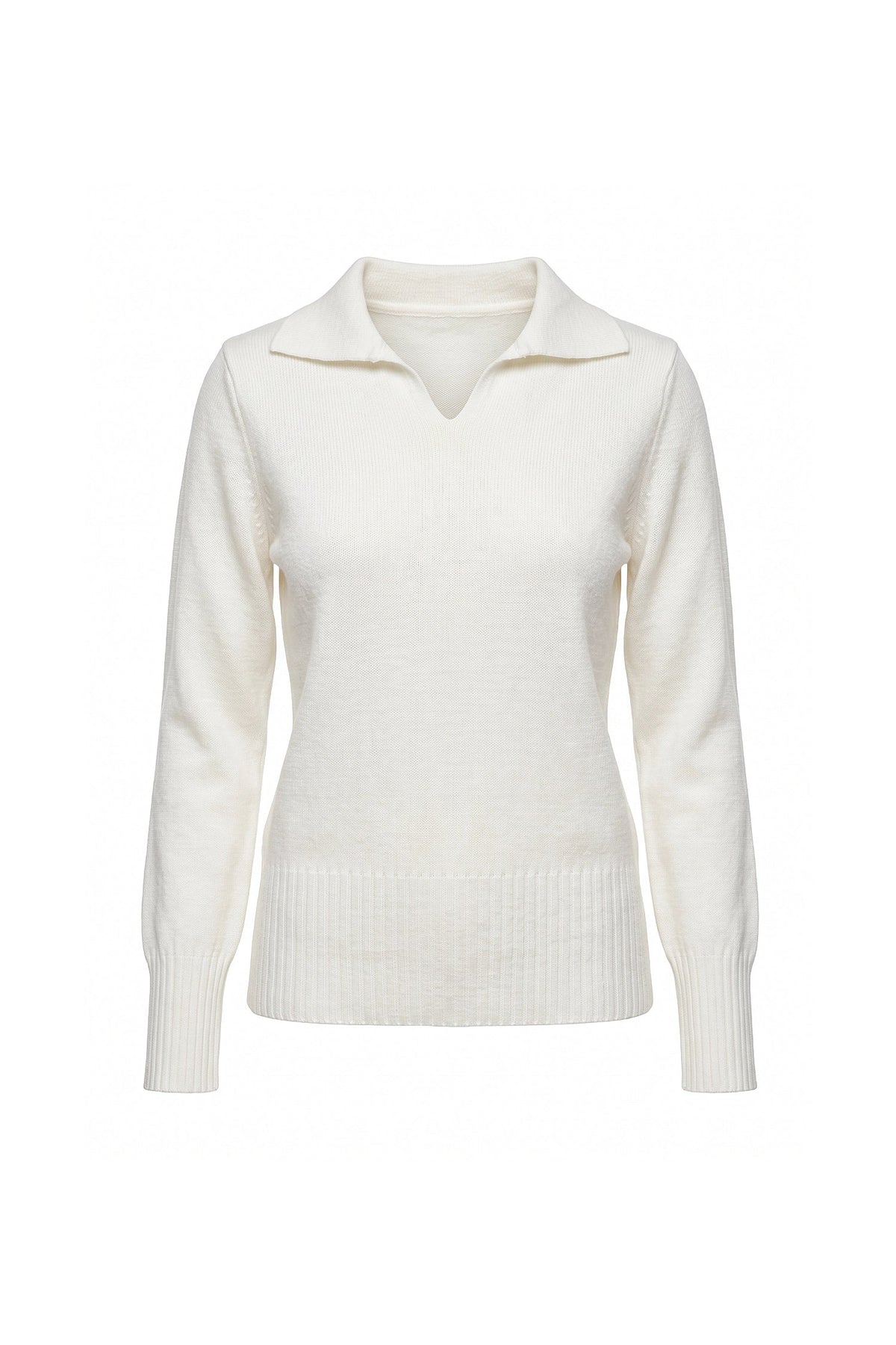 Women's Fitted Fine Knit Polo Jumper