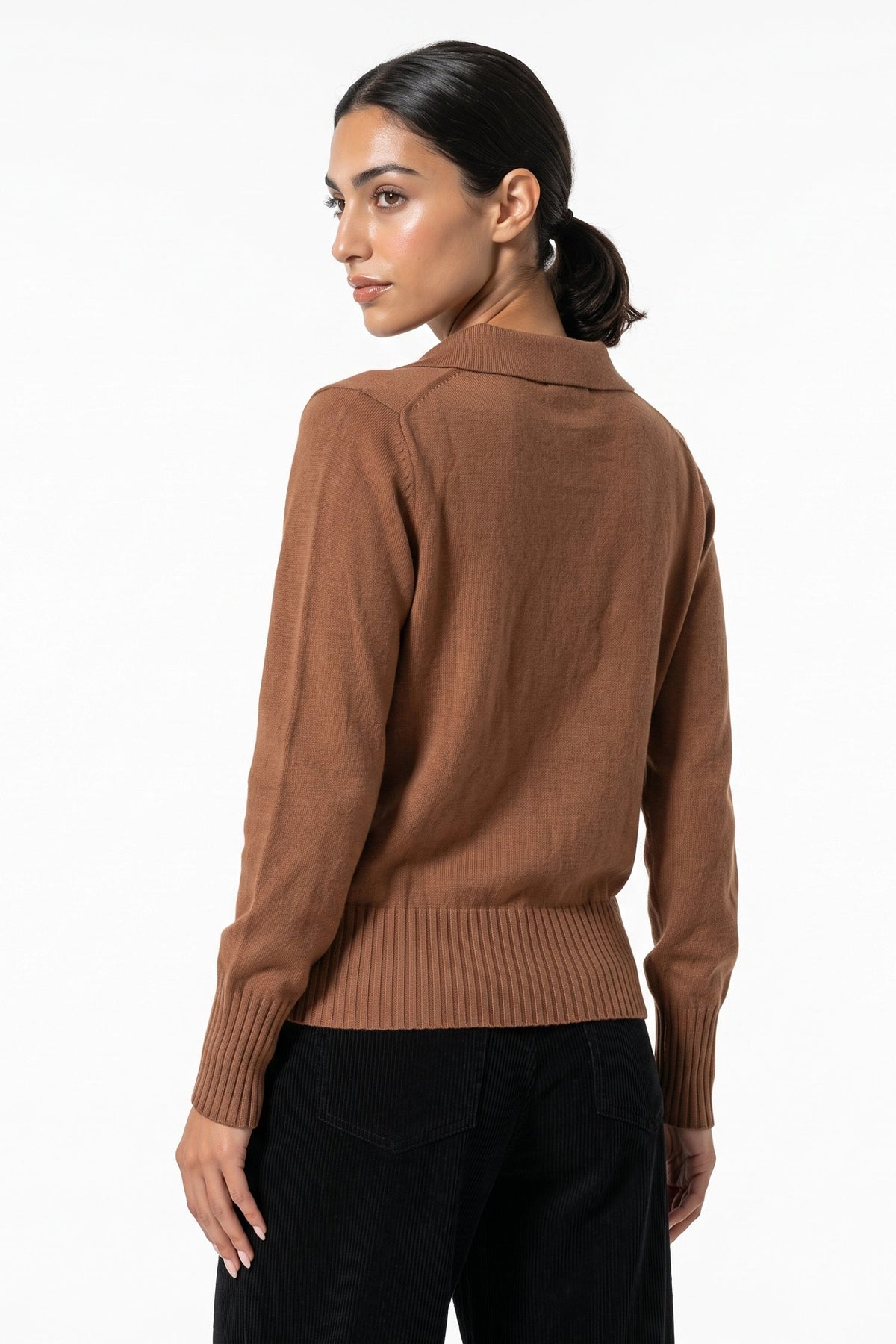 Women's Fitted Fine Knit Polo Jumper