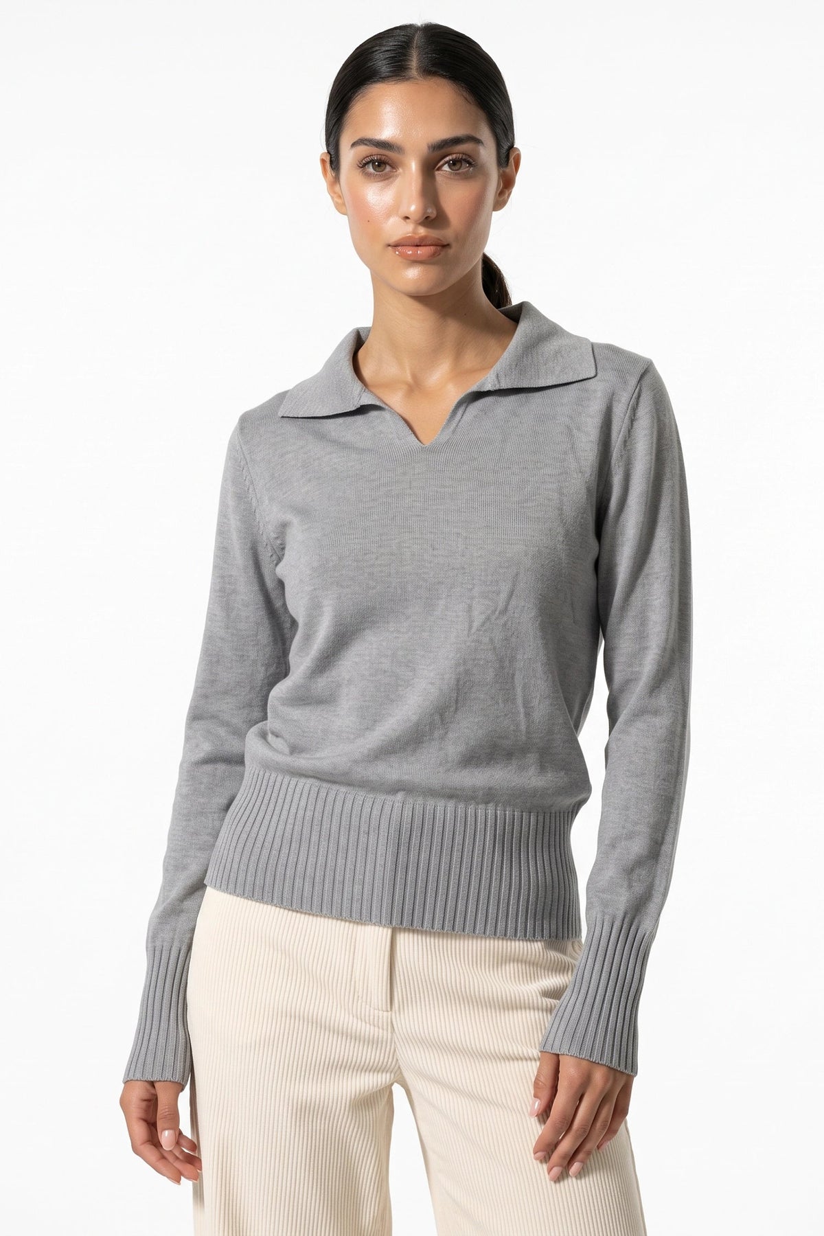 Women's Fitted Fine Knit Polo Jumper