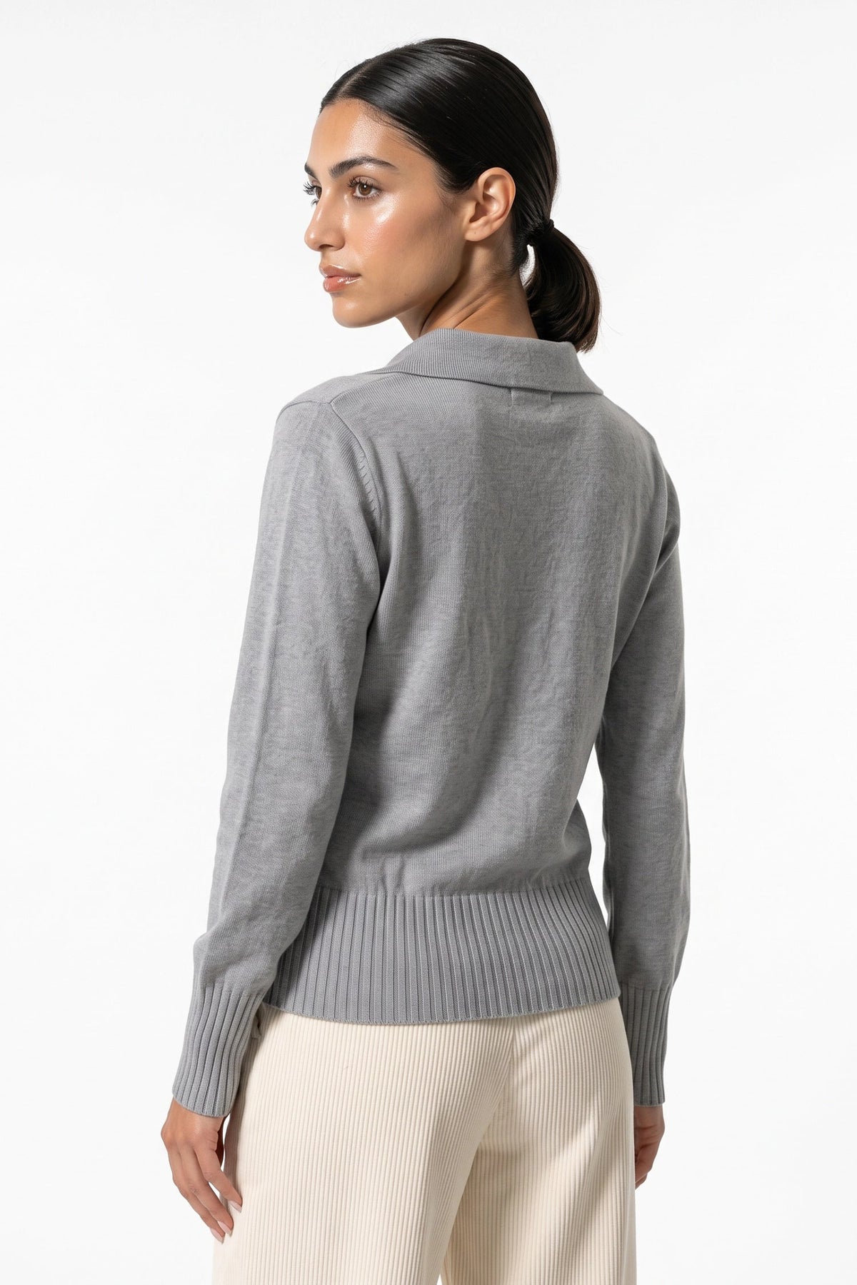 Women's Fitted Fine Knit Polo Jumper