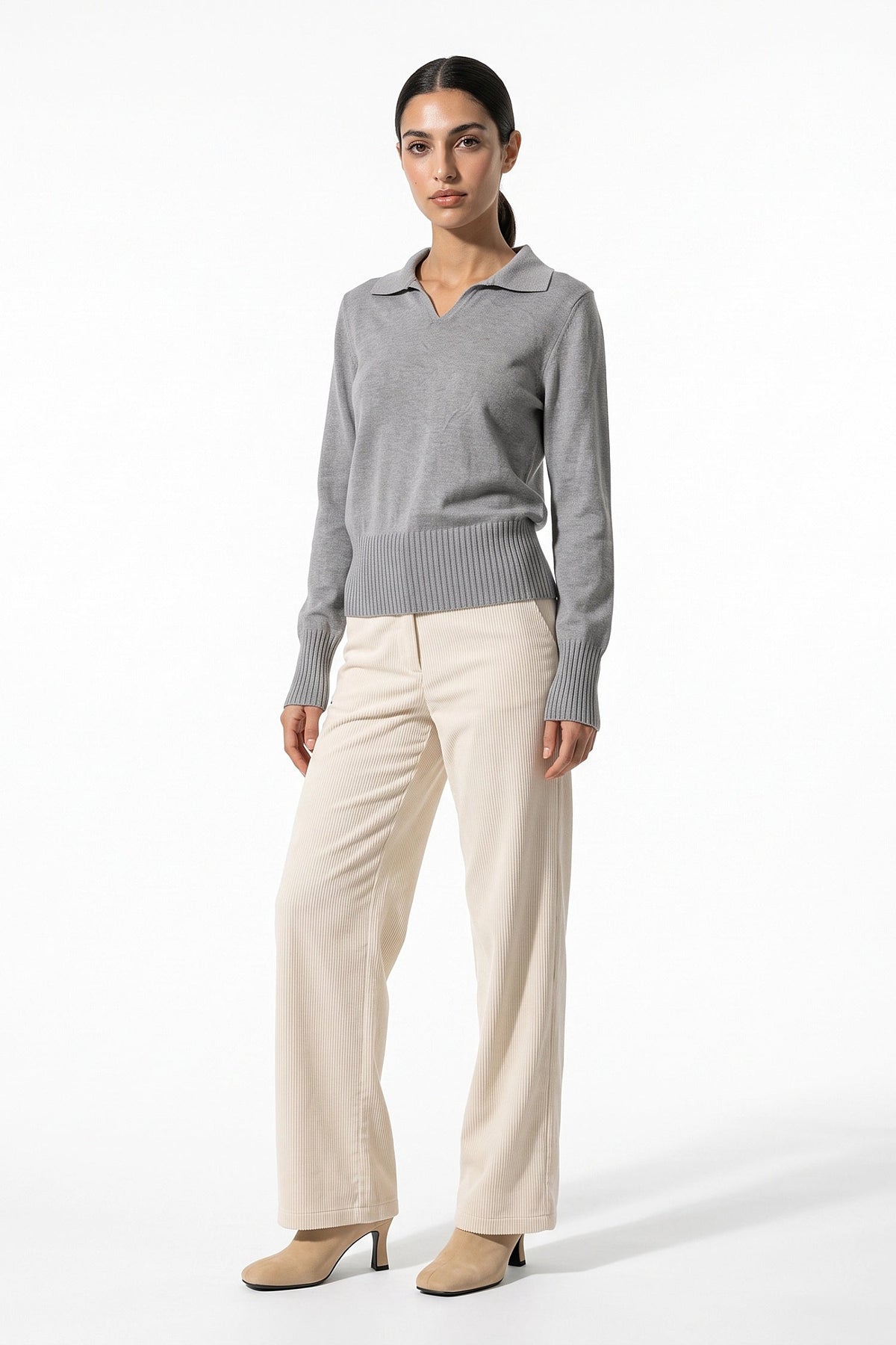 Women's Fitted Fine Knit Polo Jumper
