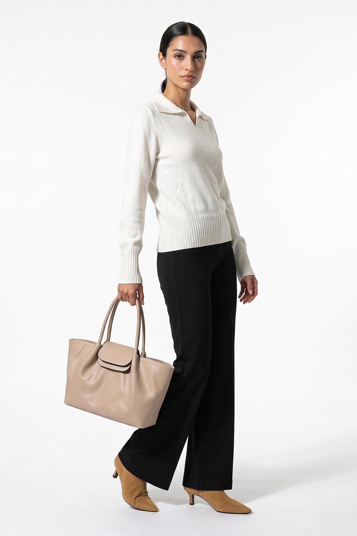 Women's Fitted Fine Knit Polo Jumper
