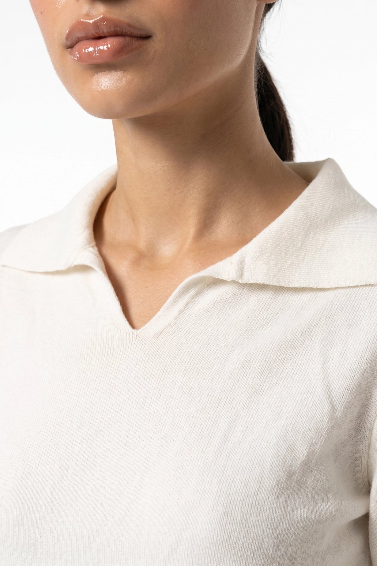 Women's Fitted Fine Knit Polo Jumper