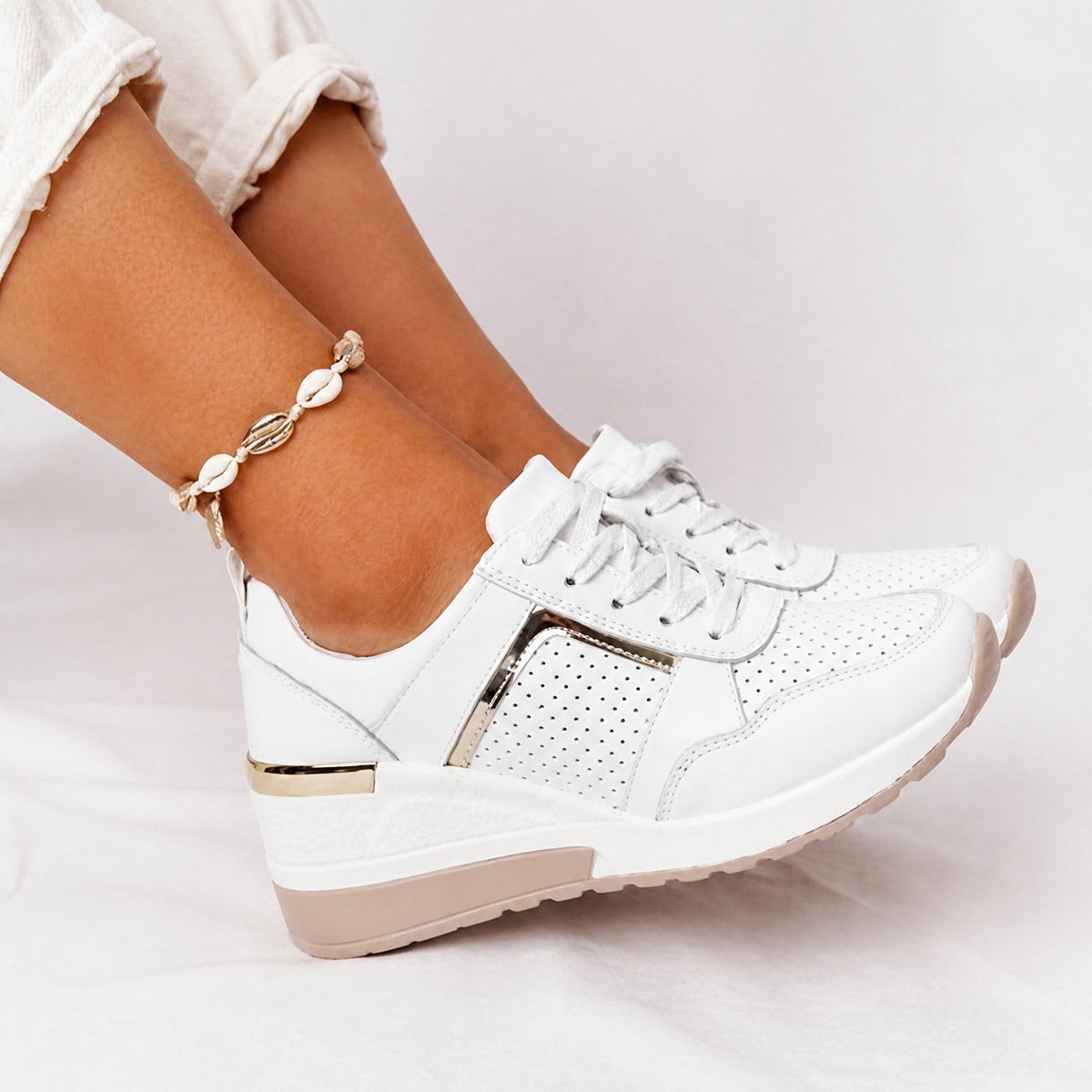 Women's Fitted Lace-Up Wedge Trainers