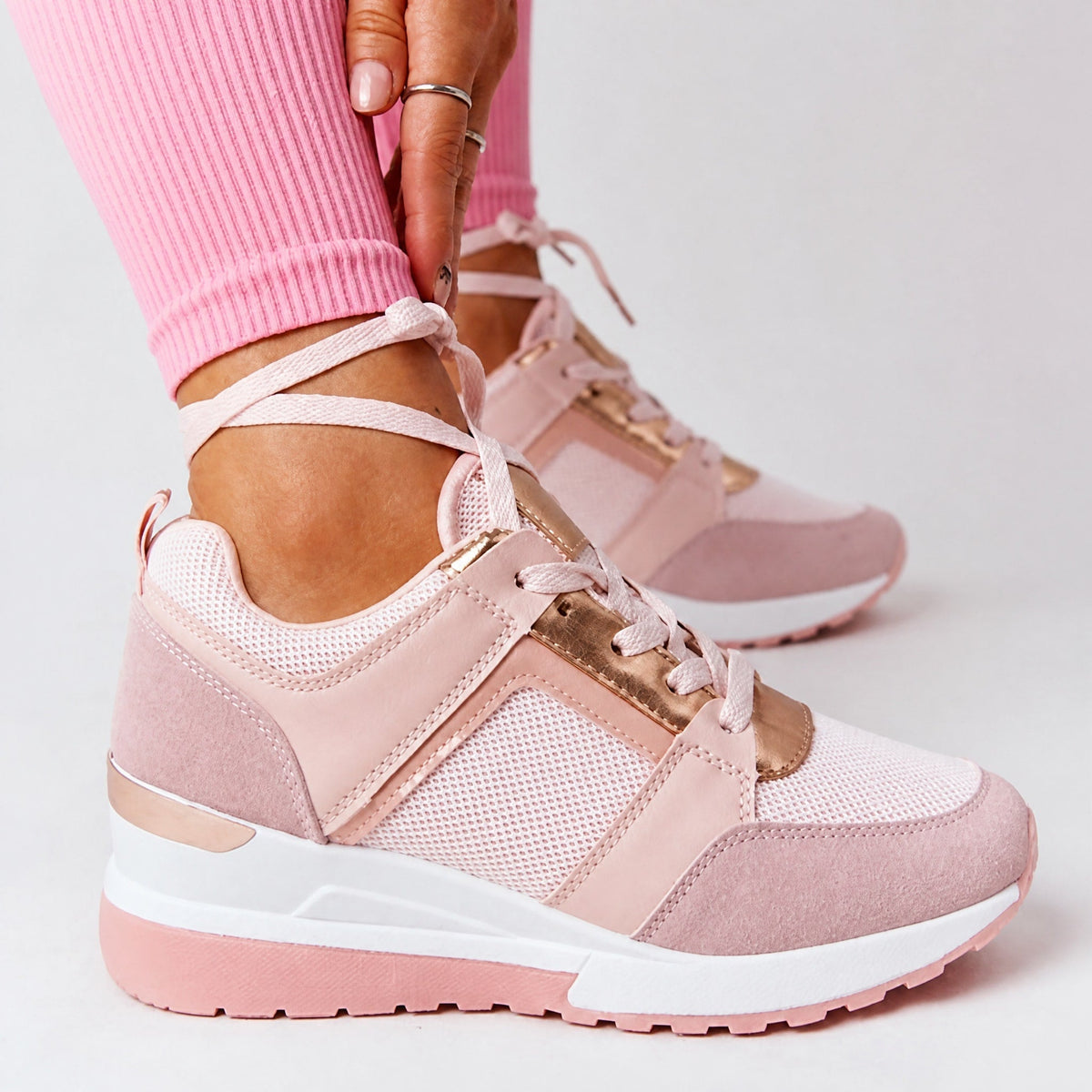 Women's Fitted Lace-Up Wedge Trainers