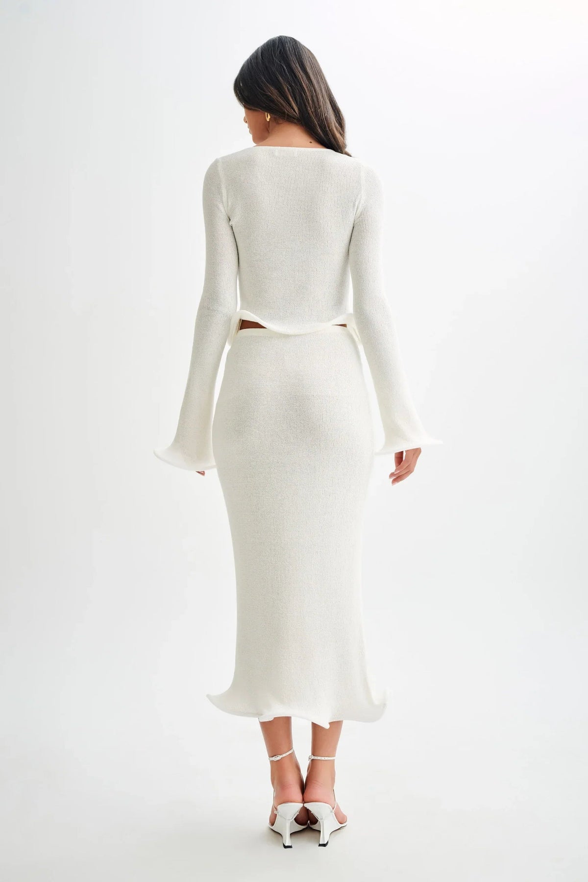 Women's Fitted Long Sleeve Knit Top and Skirt Set