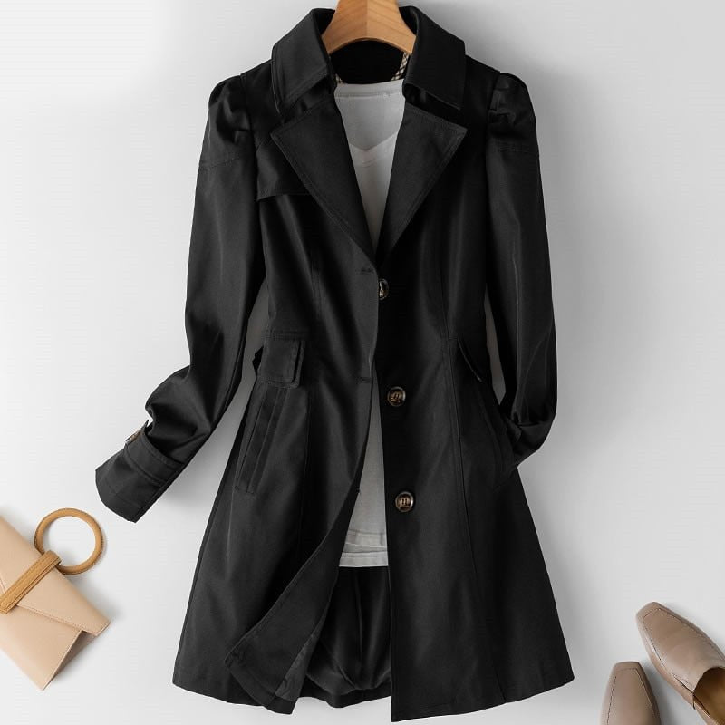 Women's Fitted Midi Single Breasted Trench Coat