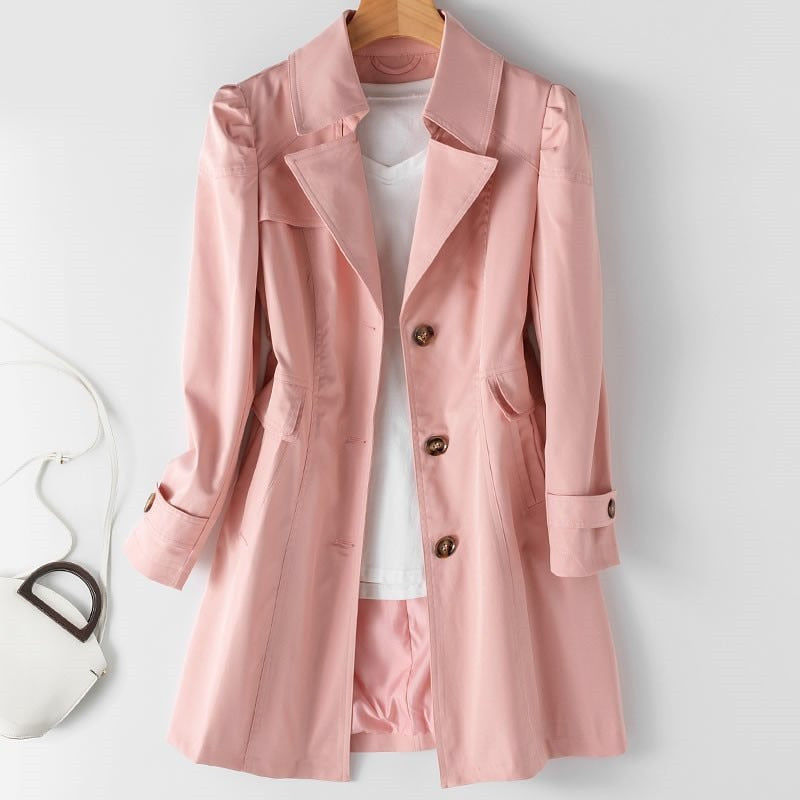 Women's Fitted Midi Single Breasted Trench Coat