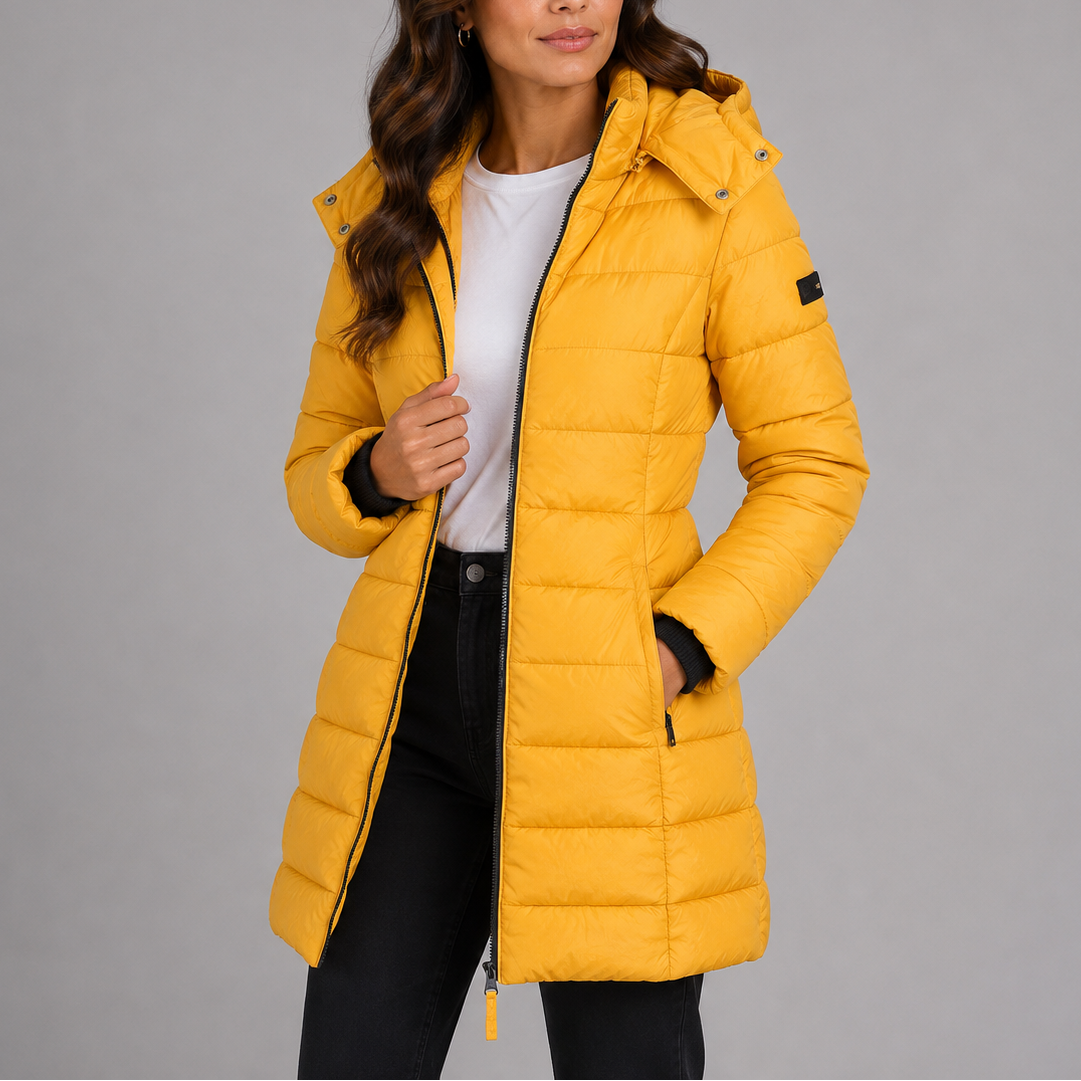 Women's Fitted Quilted Hooded Puffer Jacket