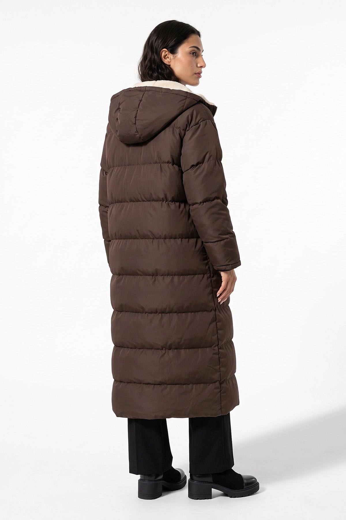 Women's Full Length Hooded Long Puffer Coat