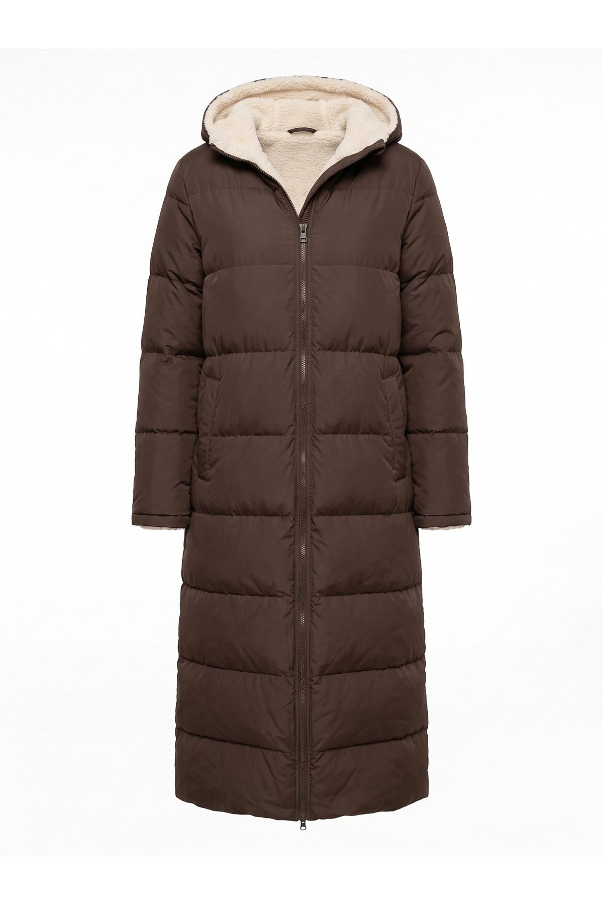 Women's Full Length Hooded Long Puffer Coat