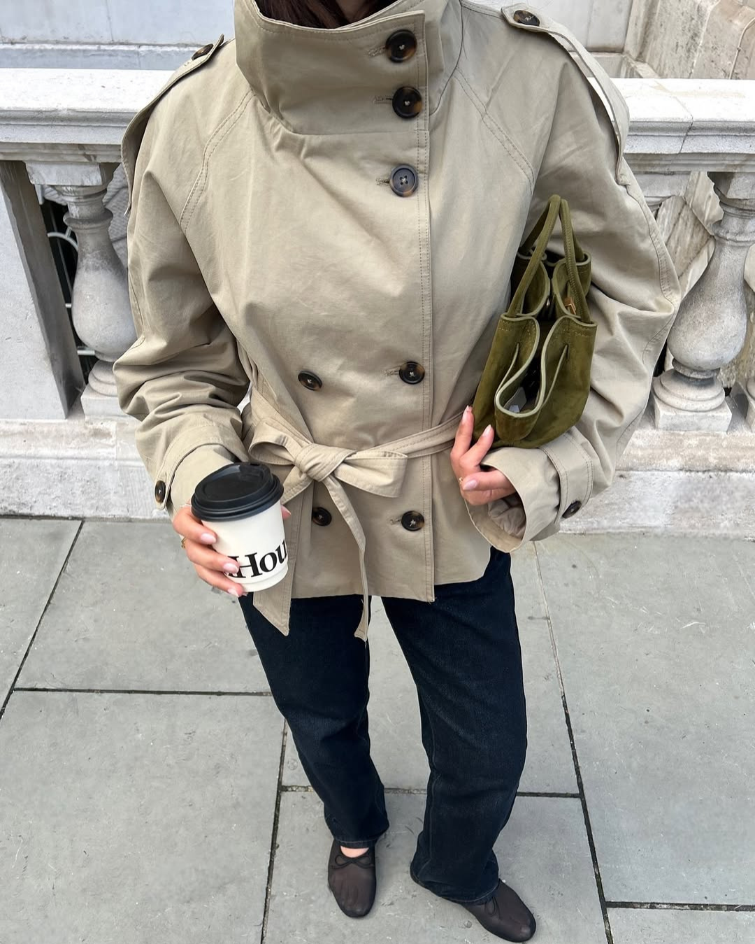 Women's Funnel Neck Cropped Trench Coat
