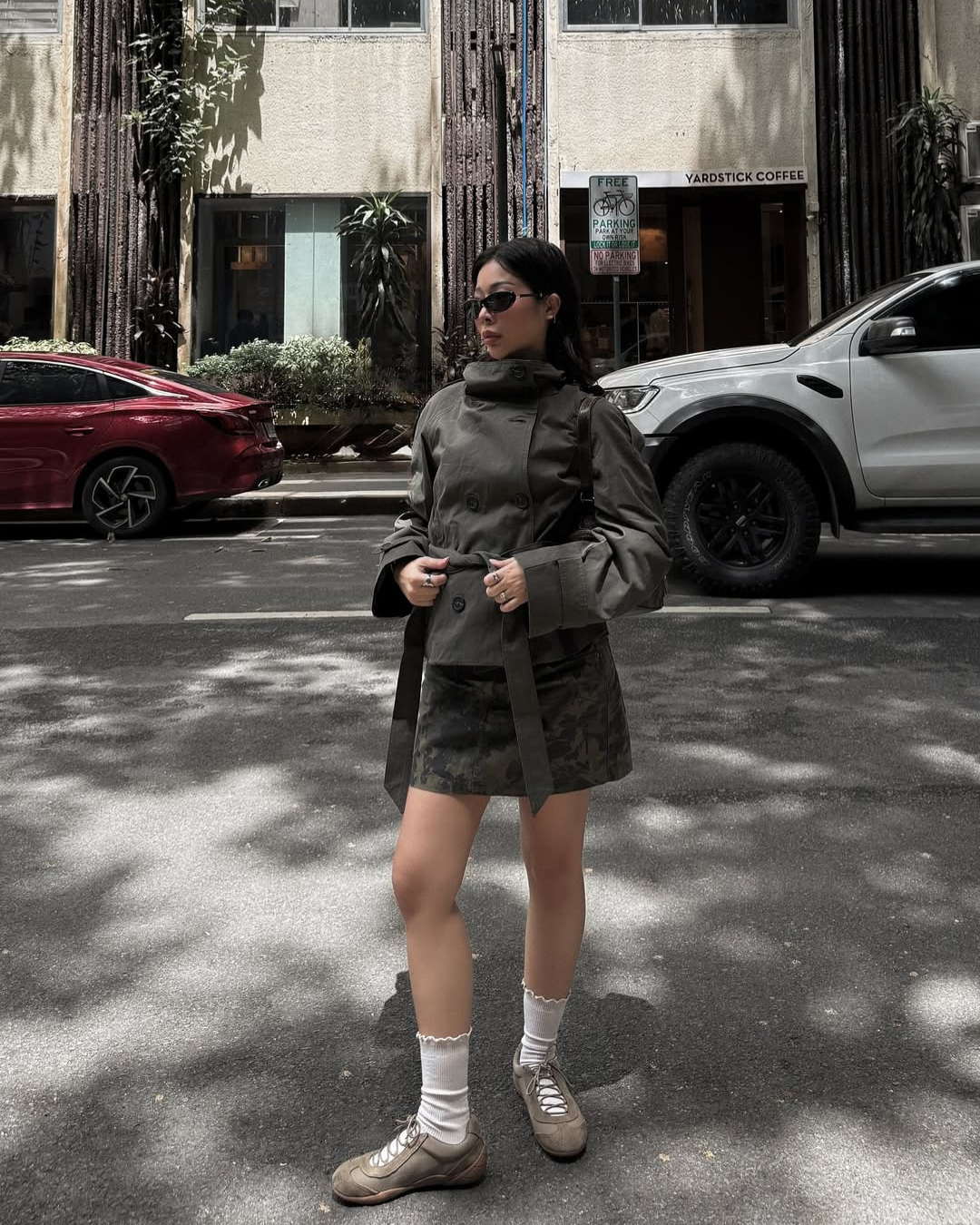Women's Funnel Neck Cropped Trench Coat
