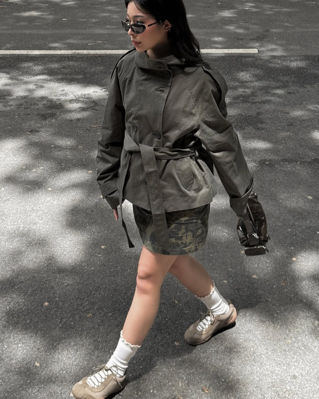 Women's Funnel Neck Cropped Trench Coat
