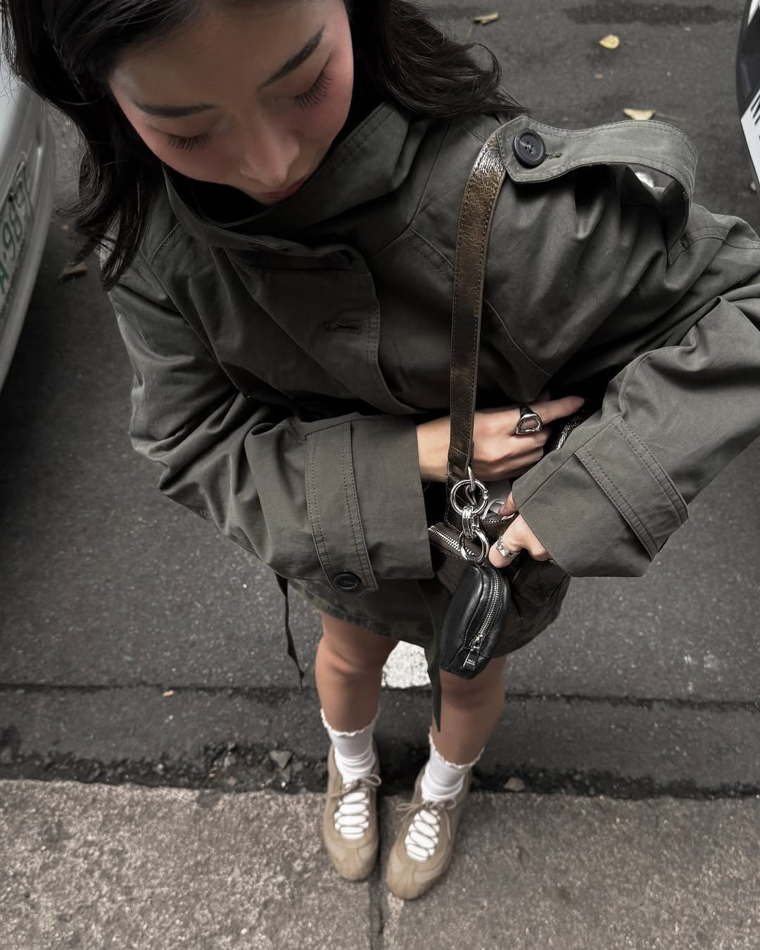 Women's Funnel Neck Cropped Trench Coat