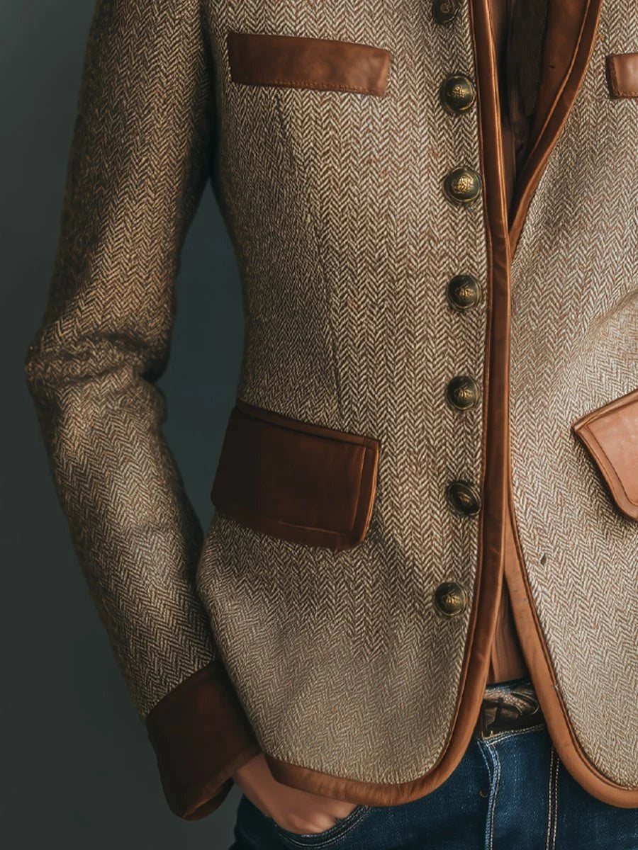 Women's Herringbone Tweed Blazer