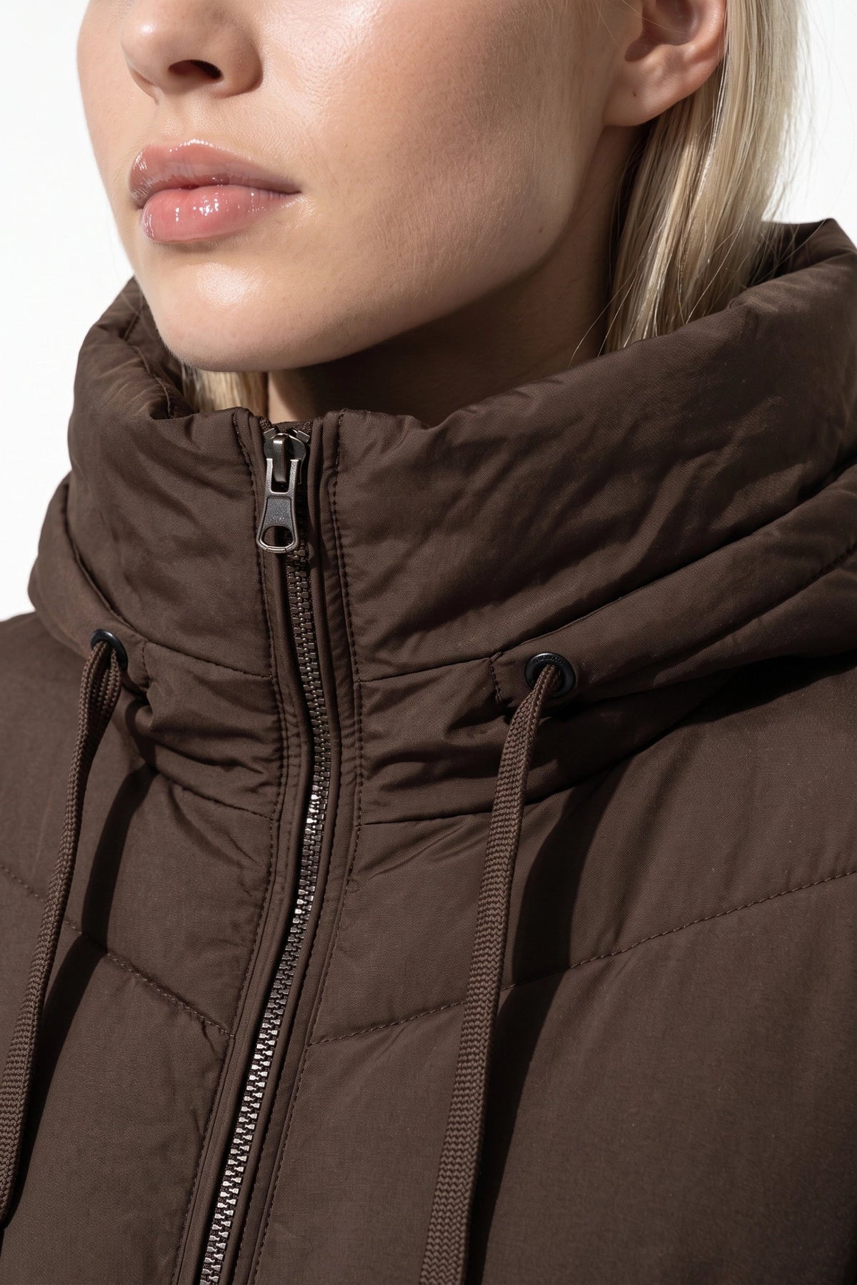 Women's High Collar Hooded Long Puffer Coat