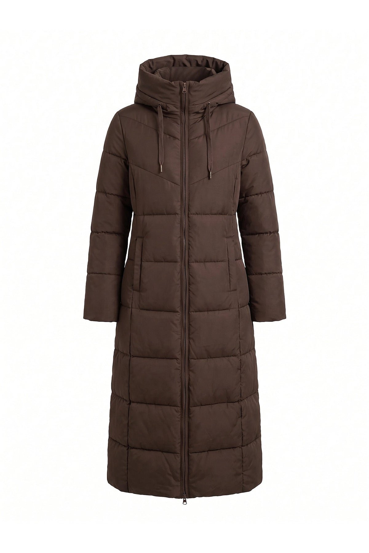 Women's High Collar Hooded Long Puffer Coat