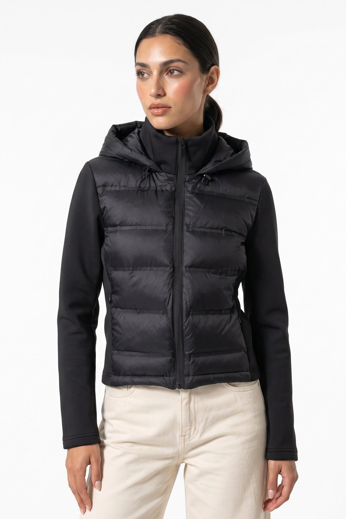 Women's High Neck Quilted Hooded Puffer Jacket