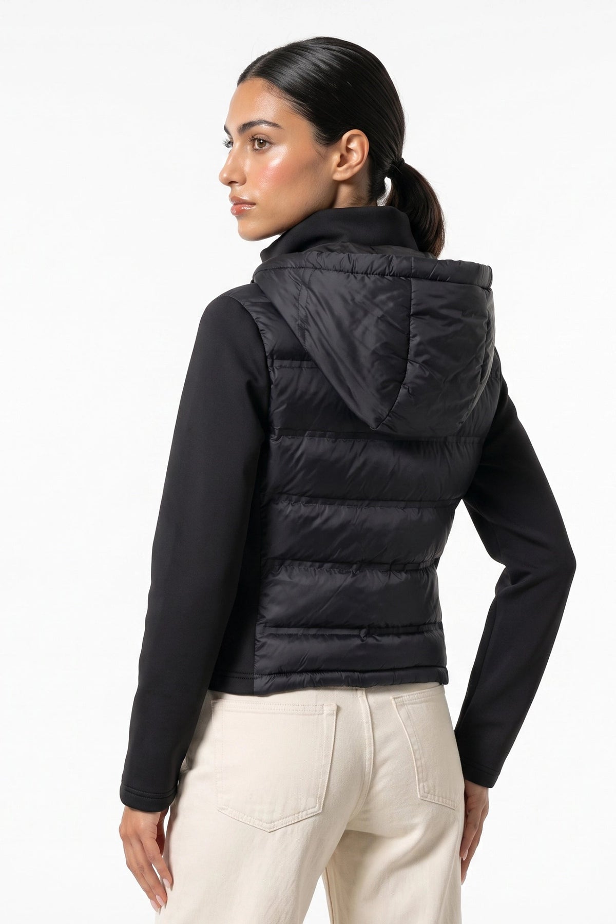 Women's High Neck Quilted Hooded Puffer Jacket