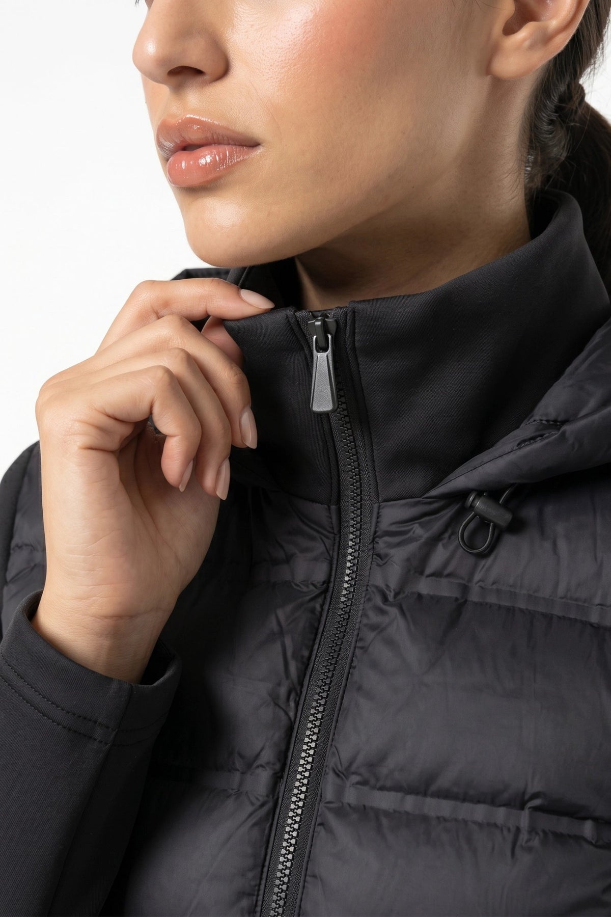 Women's High Neck Quilted Hooded Puffer Jacket
