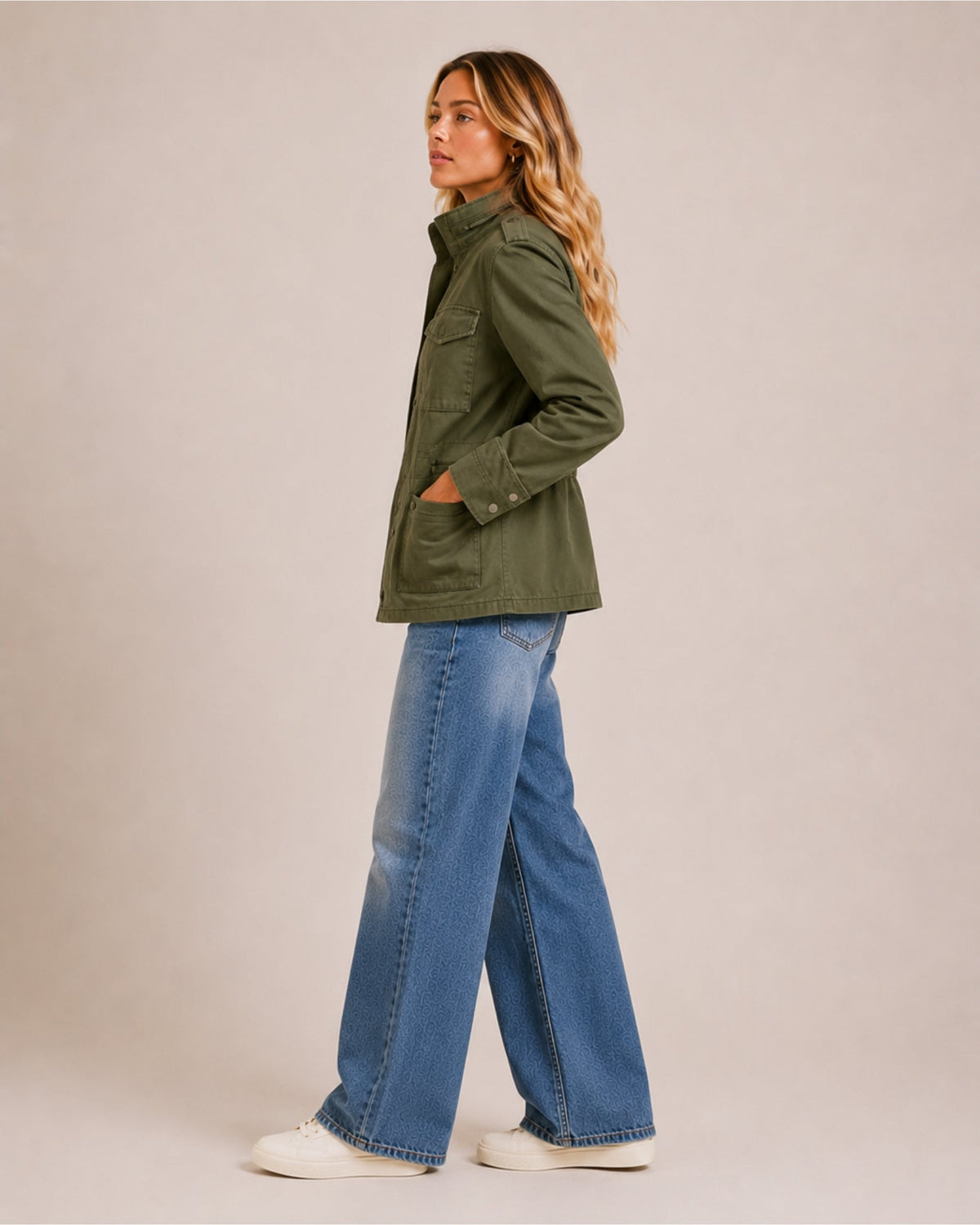 Women's High Neck Zip-Up Utility Jacket