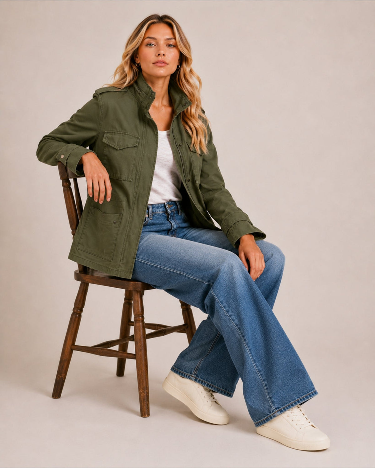 Women's High Neck Zip-Up Utility Jacket