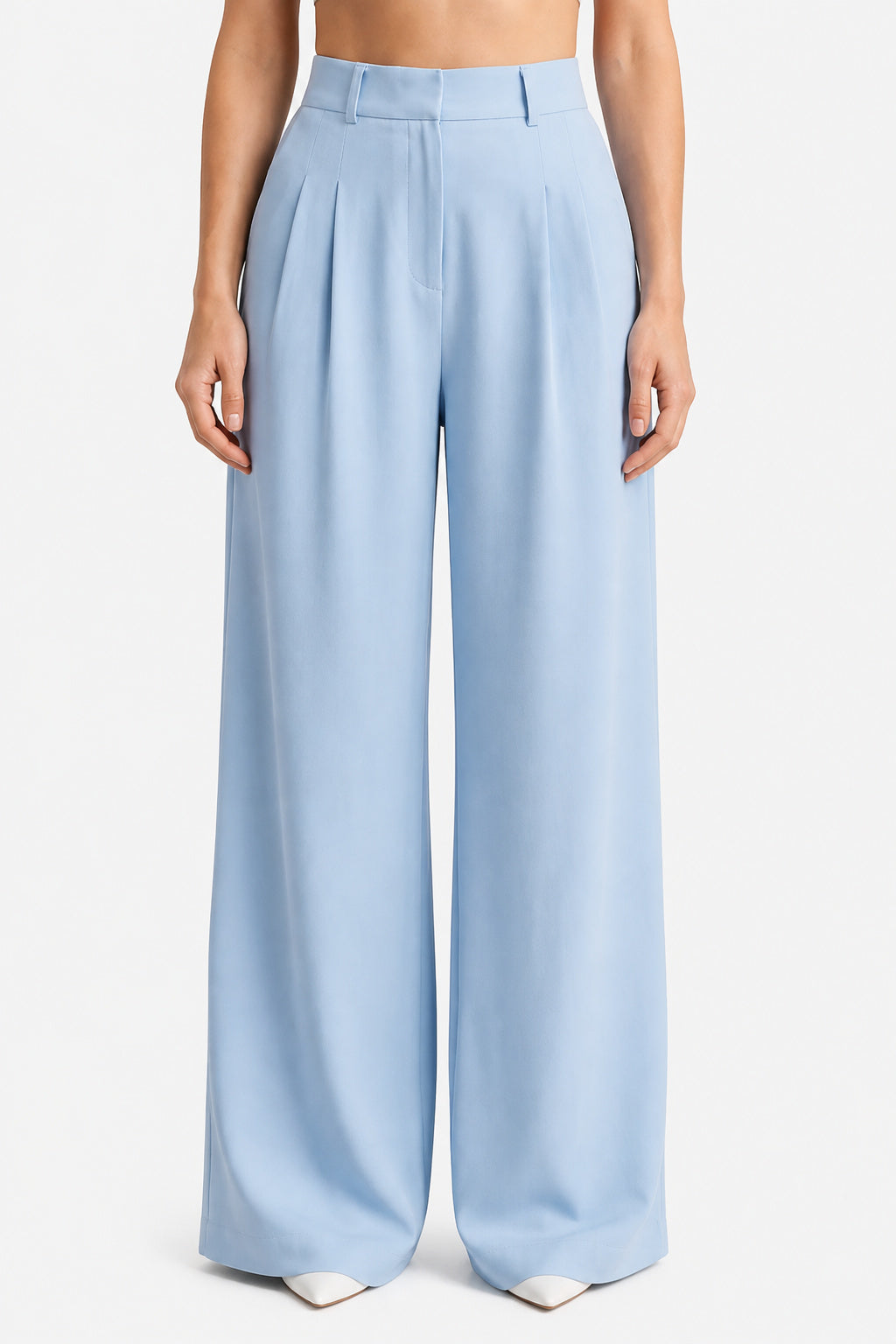 Women's High Waist Pleated Wide Leg Trousers