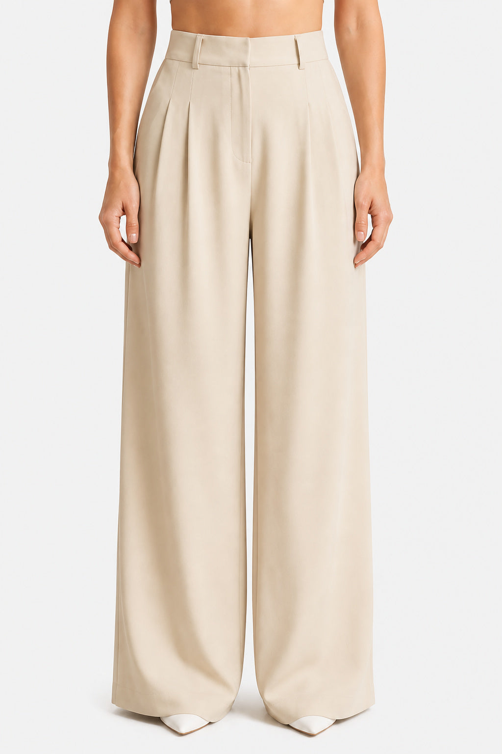 Women's High Waist Pleated Wide Leg Trousers