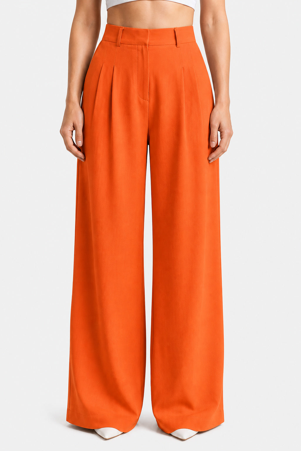 Women's High Waist Pleated Wide Leg Trousers