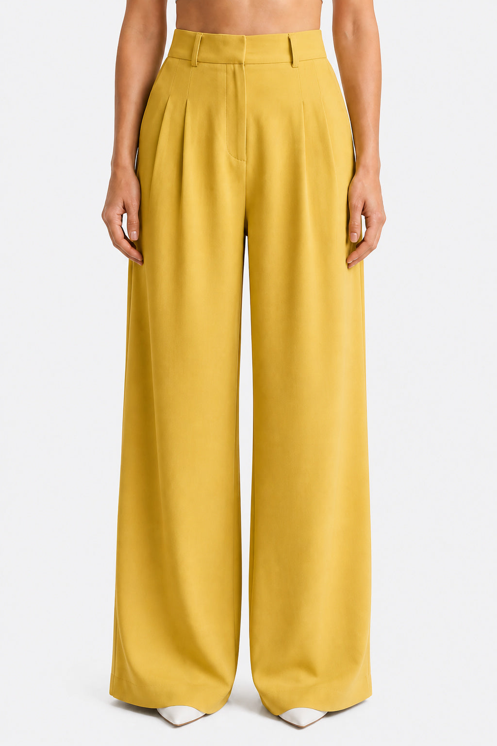 Women's High Waist Pleated Wide Leg Trousers