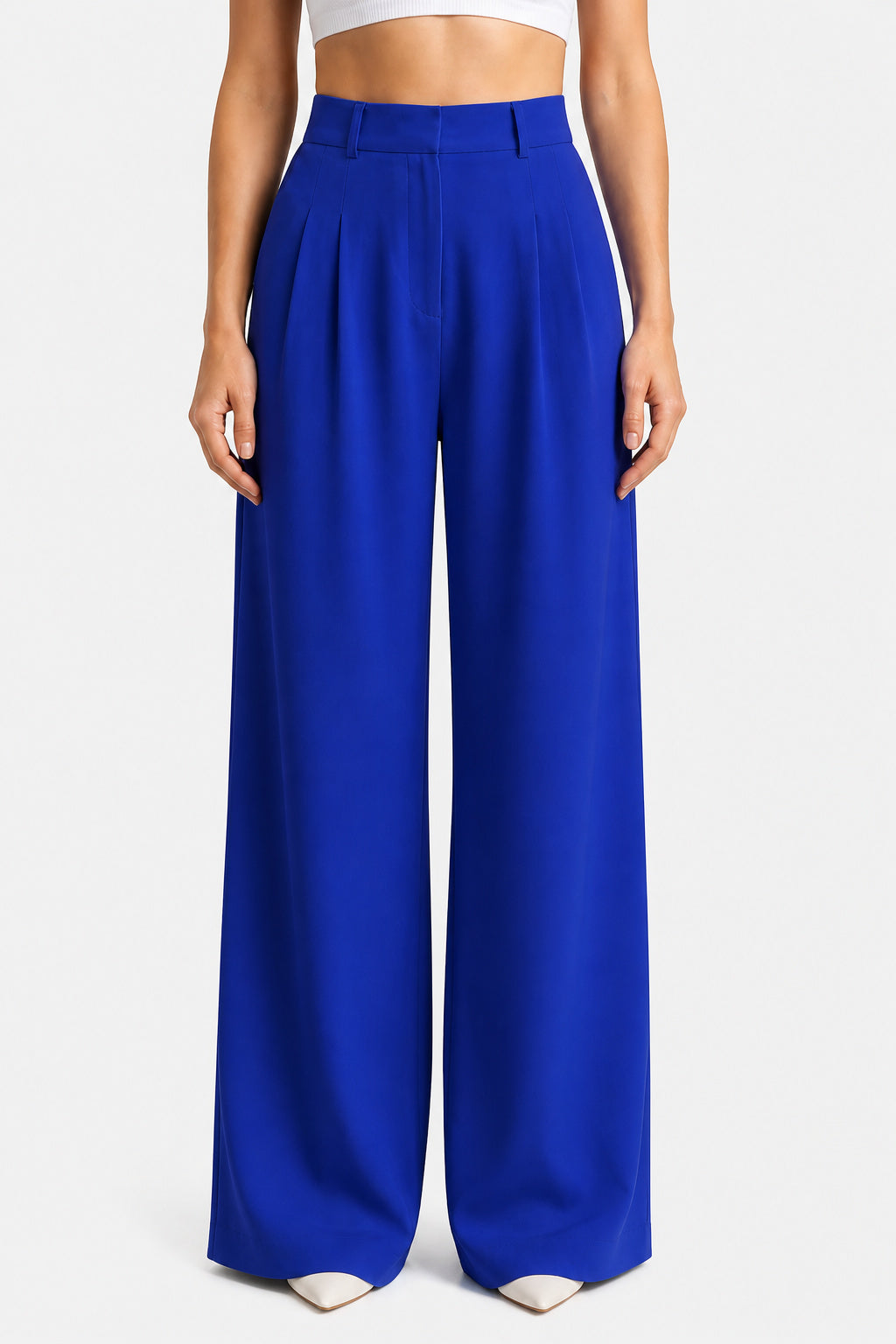 Women's High Waist Pleated Wide Leg Trousers