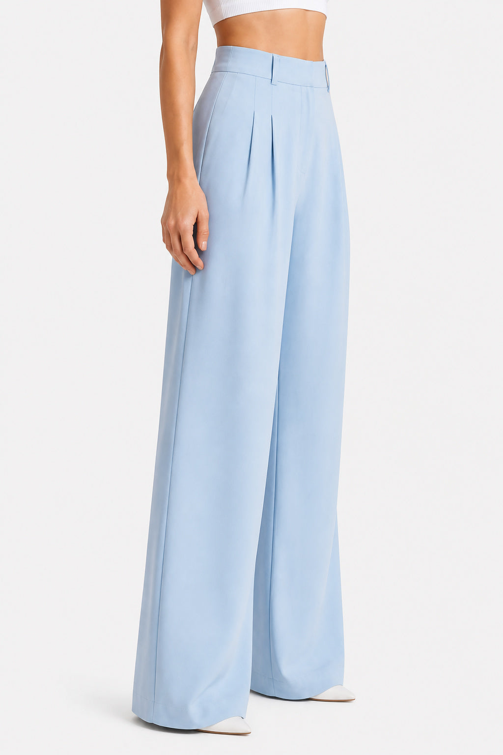 Women's High Waist Pleated Wide Leg Trousers