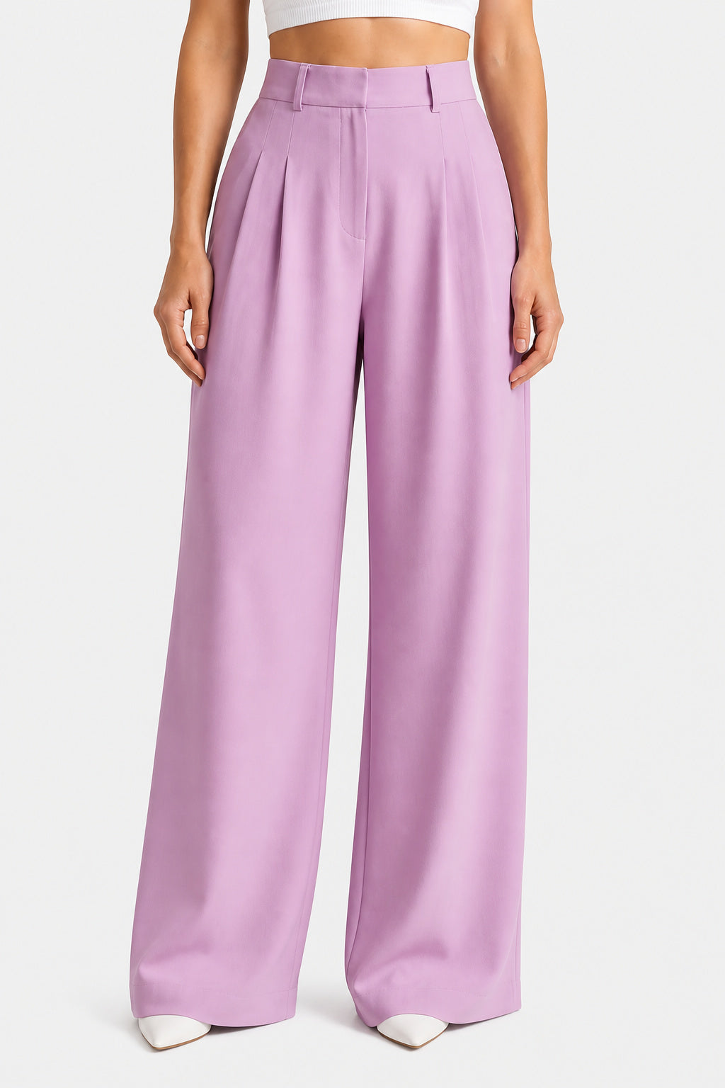 Women's High Waist Pleated Wide Leg Trousers