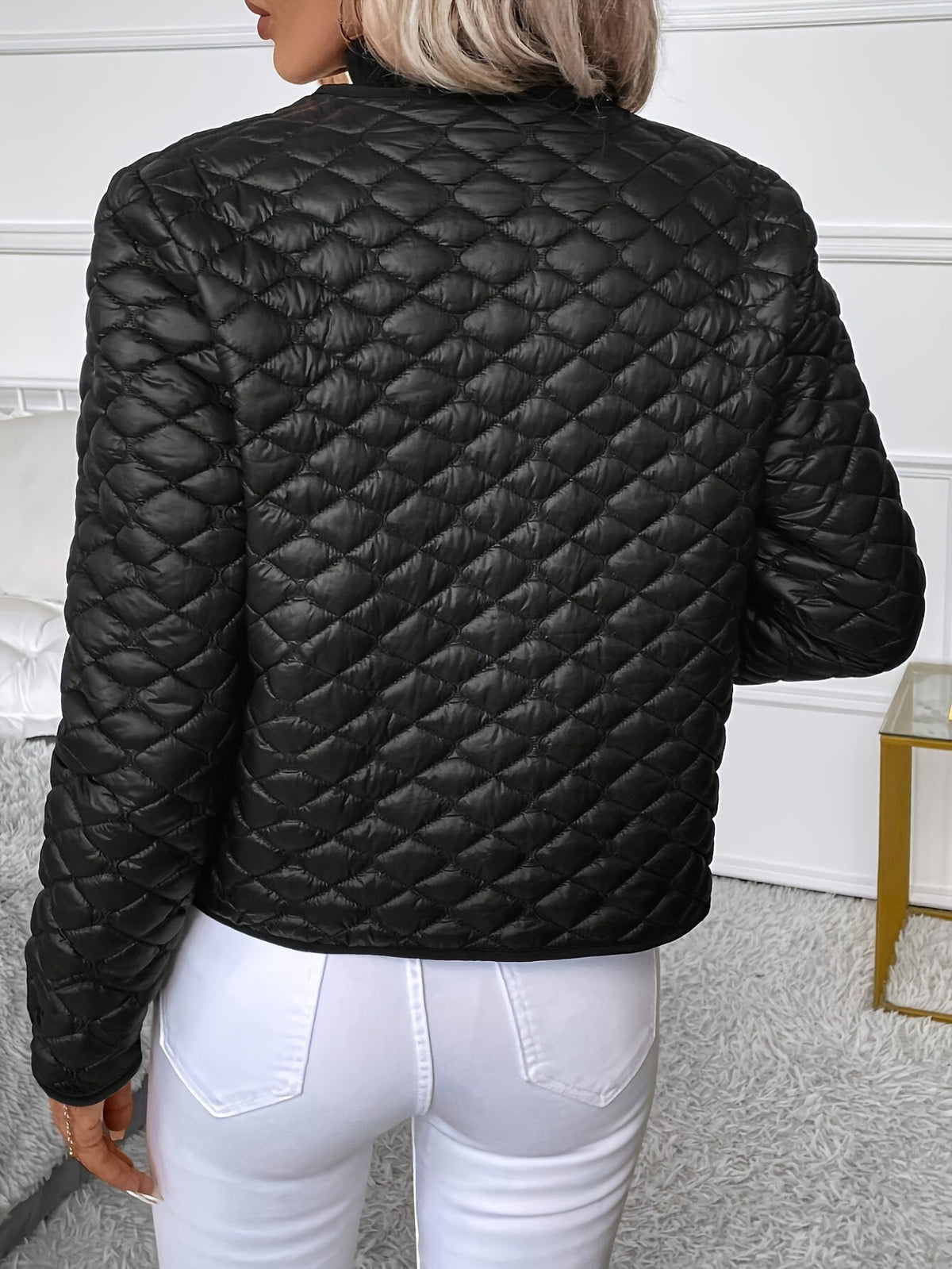 Women's High Waisted Cropped Quilted Jacket