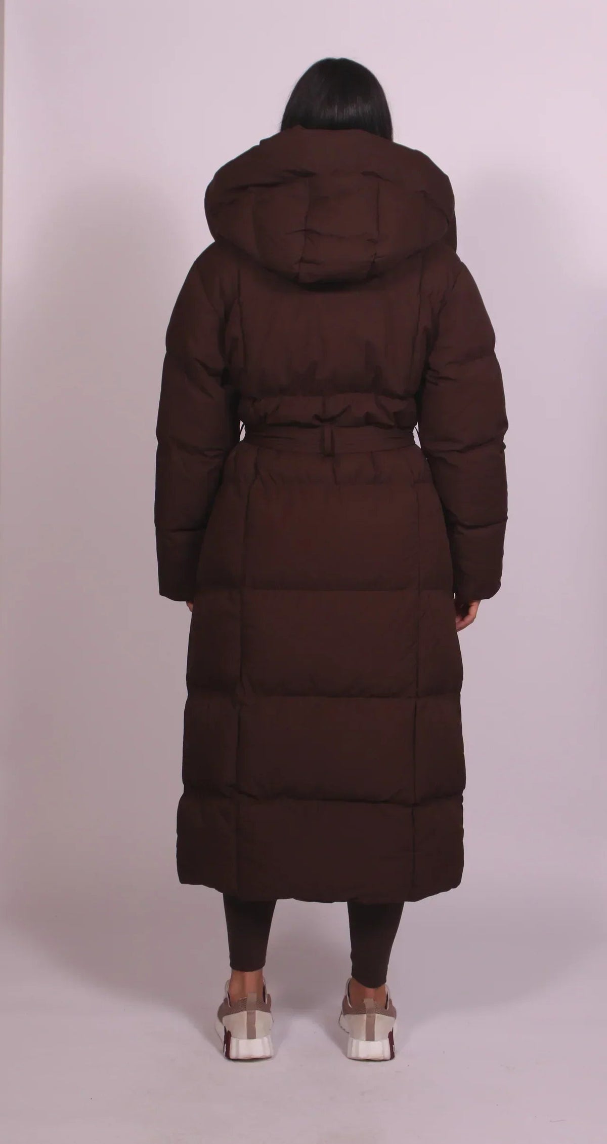Women's Hooded Belted Long Puffer Coat
